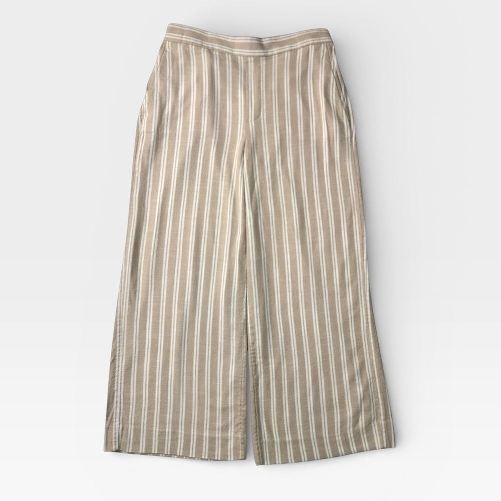 Banana Republic Rowan Wide Leg Beige and White Striped Pants Size 4